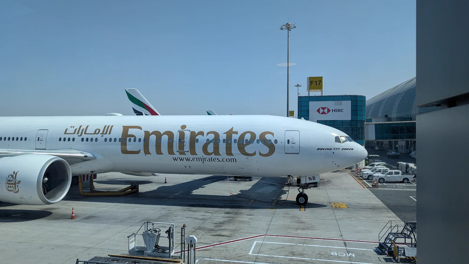 Emirates Boeing 777-300ER A6-ENB at DXB Gate F17