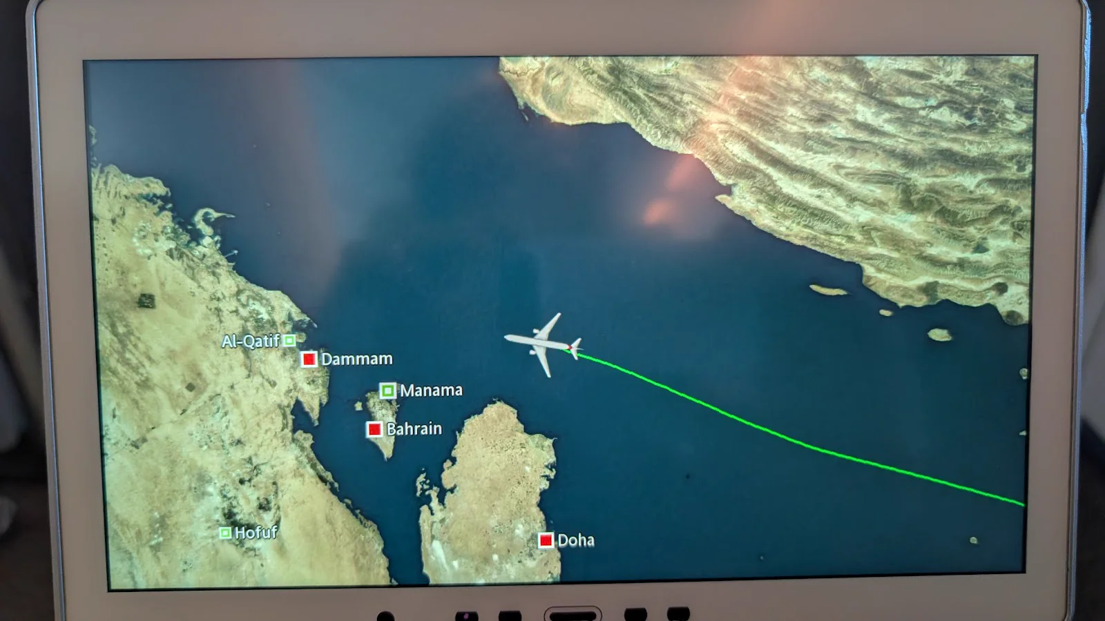 Overhead satellite tracker threading the needle up the Persian Gulf